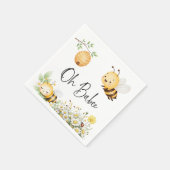 Rustic Floral Oh Babee Honey Bee Baby Shower Serviette (Ecke)