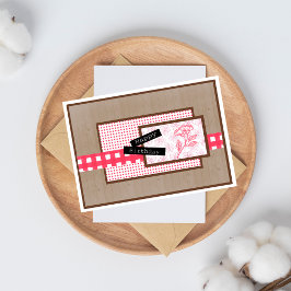 Rustic Floral Red Birthday Karte