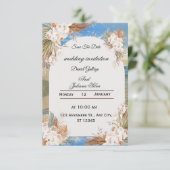 Rustic Floral Sky Wedding Invitation Einladung (Stehend Vorderseite)