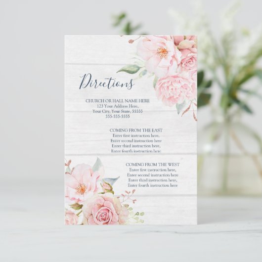 Rustic Floral Spring Wedding Direction Insert (Stehend Vorderseite)