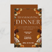 Rustic Floral Thanksgiving Dinner Invitation Einladung (Vorne/Hinten)