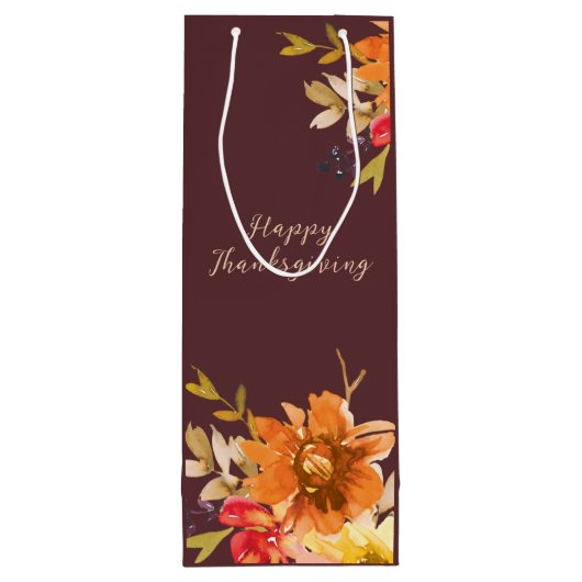 Rustic Floral Thanksgiving  Geschenktüte Für Weinflaschen (Rückseite)