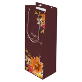 Rustic Floral Thanksgiving Geschenktüte Für Weinflaschen (Vorderseite Schrägansicht)
