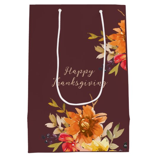 Rustic Floral Thanksgiving  Mittlere Geschenktüte (Rückseite)