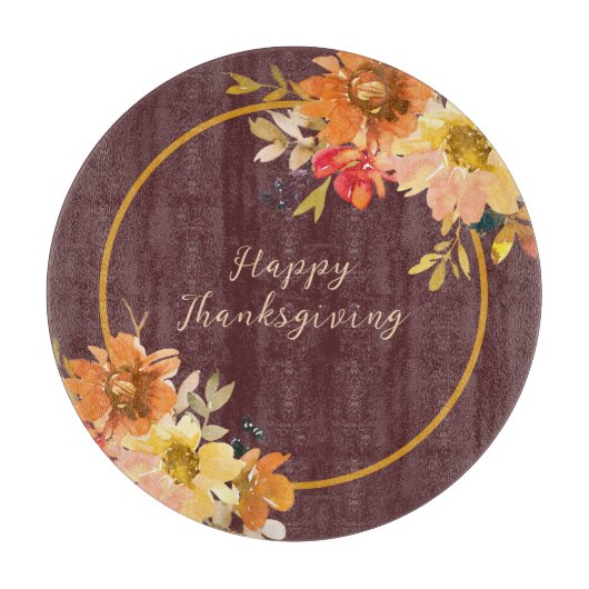 Rustic Floral Thanksgiving Schneidebrett (Vorderseite)