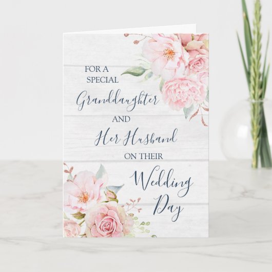 Rustic Floral Wedding Day Granddaughter Dankeskarte (Vorderseite)