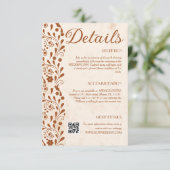 Rustic Floral Wedding Details QR code Begleitkarte (Stehend Vorderseite)
