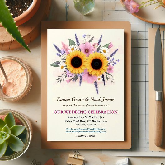 Rustic Floral Wedding Einladung