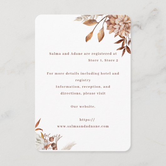 Rustic Floral Wedding Enclosure Card – Earthy Eleg Begleitkarte (Vorderseite)