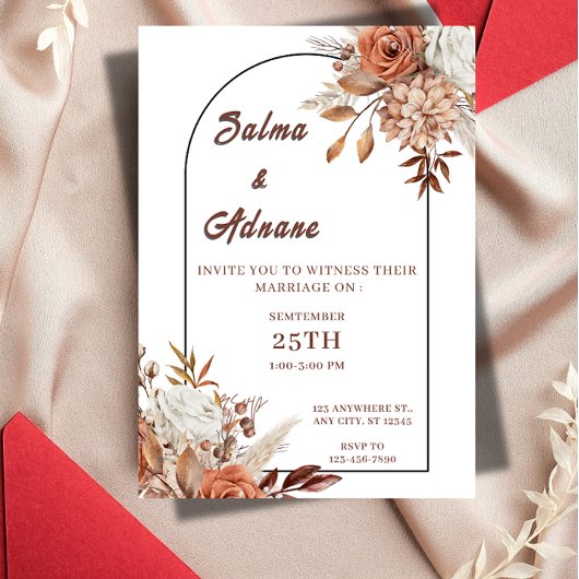 Rustic Floral Wedding Invitation – Earthy Elegance Einladung