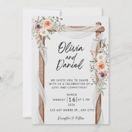 Rustic Floral Wedding Invitation, Elegant Boho Wed Einladung