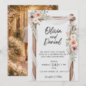 Rustic Floral Wedding Invitation, Elegant Boho Wed Einladung (Vorne/Hinten)