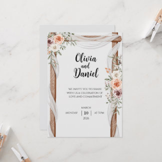 Rustic Floral Wedding Invitation with Wooden Arch Einladung