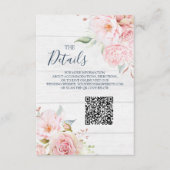 Rustic Floral Wedding QR code Details Insert (Vorderseite)