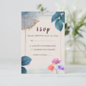 Rustic Floral Wedding RSVP Card (Stehend Vorderseite)