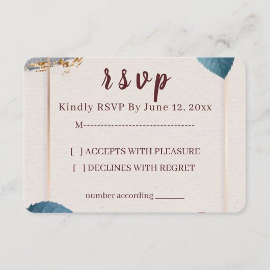 Rustic Floral Wedding RSVP Card Karte (Vorderseite)