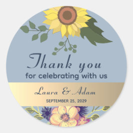 Rustic Floral Wedding Vielen Dank Runder Aufkleber