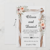 Rustic Floral Wood Arch Wedding Invitation Einladung (Vorne/Hinten)