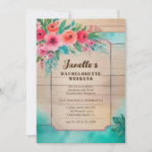 Rustic Floral & Wood Elegant Bachelorette Weekend  Einladung (Vorderseite)