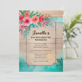Rustic Floral & Wood Elegant Bachelorette Weekend  Einladung (Stehend Vorderseite)