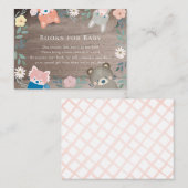 Rustic Floral Woodland Animals Pink Book Request Begleitkarte (Vorne/Hinten)