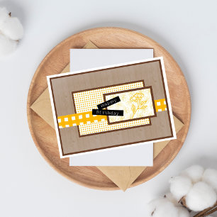 Rustic Floral Yellow Birthday Karte
