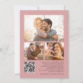 Rustic Florals 3 Fotos QR Code Burgundy Wedding Einladung (Rückseite)