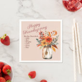 Rustic Florals Bouquet Friendsgiving personalisier Serviette (Beispiel)