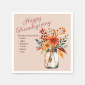 Rustic Florals Bouquet Friendsgiving personalisier Serviette (Vorderseite)