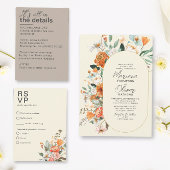 Rustic Florals Double Arch Ivory Wedding Einladung