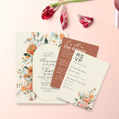 Rustic Florals Double Arch Ivory Wedding Einladung