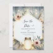 Rustic Florals Mason Jar Wedding Save The Date (Vorderseite)