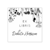 Rustic Florals Modern Script Custom Library Book Gummistempel (Prägung)