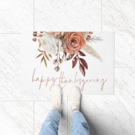 Rustic Florals Terracotta Happy Thanksgiving Fußmatte