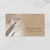 Rustic Flour Whisk Pastry Chef Artisan Bakery Visitenkarte (Vorderseite)