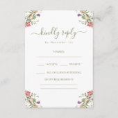 Rustic Flower Bloom Bohemian Wedding RSVP Cards Begleitkarte (Vorderseite)