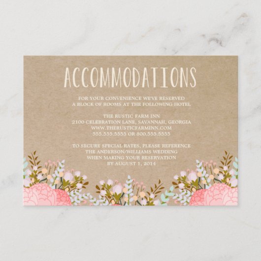 Rustic Flowers | Buchungskarte Begleitkarte (Vorderseite)