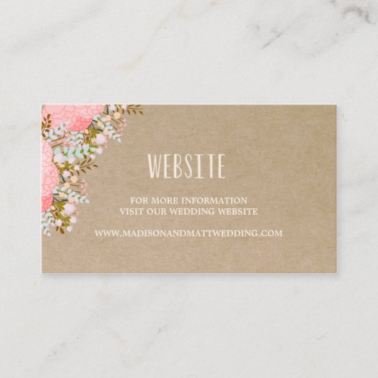 Rustic Flowers | Website-Karte für Hochzeiten Begleitkarte (Vorderseite)