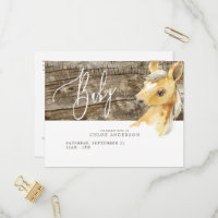 Rustic Foal Baby Shower Einladung Postcard