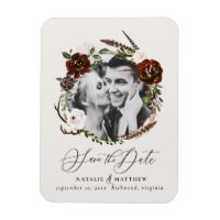 Rustic foliag, burgundy floral photo wedding