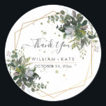 Rustic Foliage Blue Gum Eucalyptus Vielen Dank Runder Aufkleber<br><div class="desc">Rustikale Aquarellanlage aus blauem Kaugummi Eukalyptus,  waldgrünes Blattwerk. DIY Event oder einfach ein Dankeschön an Gastgeschenk Hochzeit Aufkleber mit lustigen und modernen handgeschriebenen Skript-Schriftart und süßen Honeycomb in Imitate Gold-Folie und DIY Hintergrund Farbe. Copyright © 2016-2020 Bombino Designs™. Alle Rechte vorbehalten.</div>