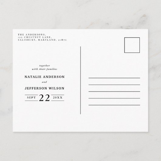 Rustic Foliage Farmhouse Hochzeit Ankündigungspostkarte (Rückseite)