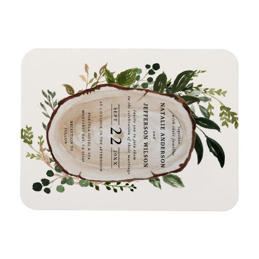 Rustic Foliage Farmhouse Hochzeit Magnet (Horizontal)