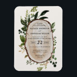 Rustic Foliage Farmhouse Hochzeit Magnet<br><div class="desc">Rustikale Hochzeitsholzscheibe einladen. Mit schönen Aquarelldetails. Diese moderne Hochzeitsfeier lädt zum Set des Stils für Ihren großen Tag ein.</div>