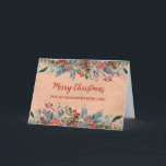 Rustic Foliage Grandson Frohe Weihnachten Karte<br><div class="desc">Frohe Weihnachten für Enkelkarte mit einem rustikalen Vintagen Papiermuster und Aquarellwald.</div>