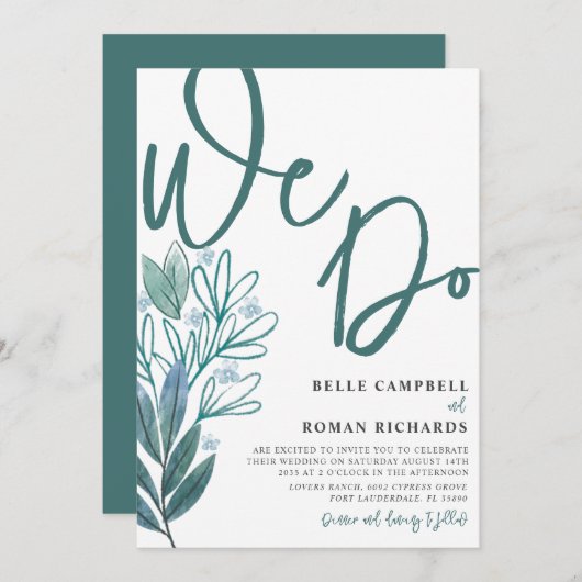 Rustic Foliage We Do Script Sage Green Wedding Einladung (Vorne/Hinten)