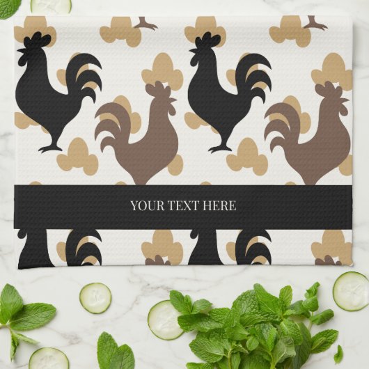 Rustic Folk Art Rooster Pattern, Farmhouse Kitchen Geschirrtuch (Gefaltet)