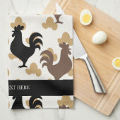 Rustic Folk Art Rooster Pattern, Farmhouse Kitchen Geschirrtuch (Viertel Falte)