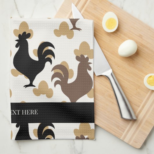 Rustic Folk Art Rooster Pattern, Farmhouse Kitchen Geschirrtuch (Viertel Falte)