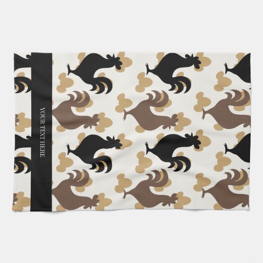 Rustic Folk Art Rooster Pattern, Farmhouse Kitchen Geschirrtuch (Horizontal)